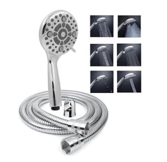 Fossa Earth Hand Shower – 6 Spray Modes, ABS Body with 1.5 Meter Stainless Steel Hose Pipe & Hook | High Pressure Bathroom Hand Shower Chrome Finish - Fossa Home 