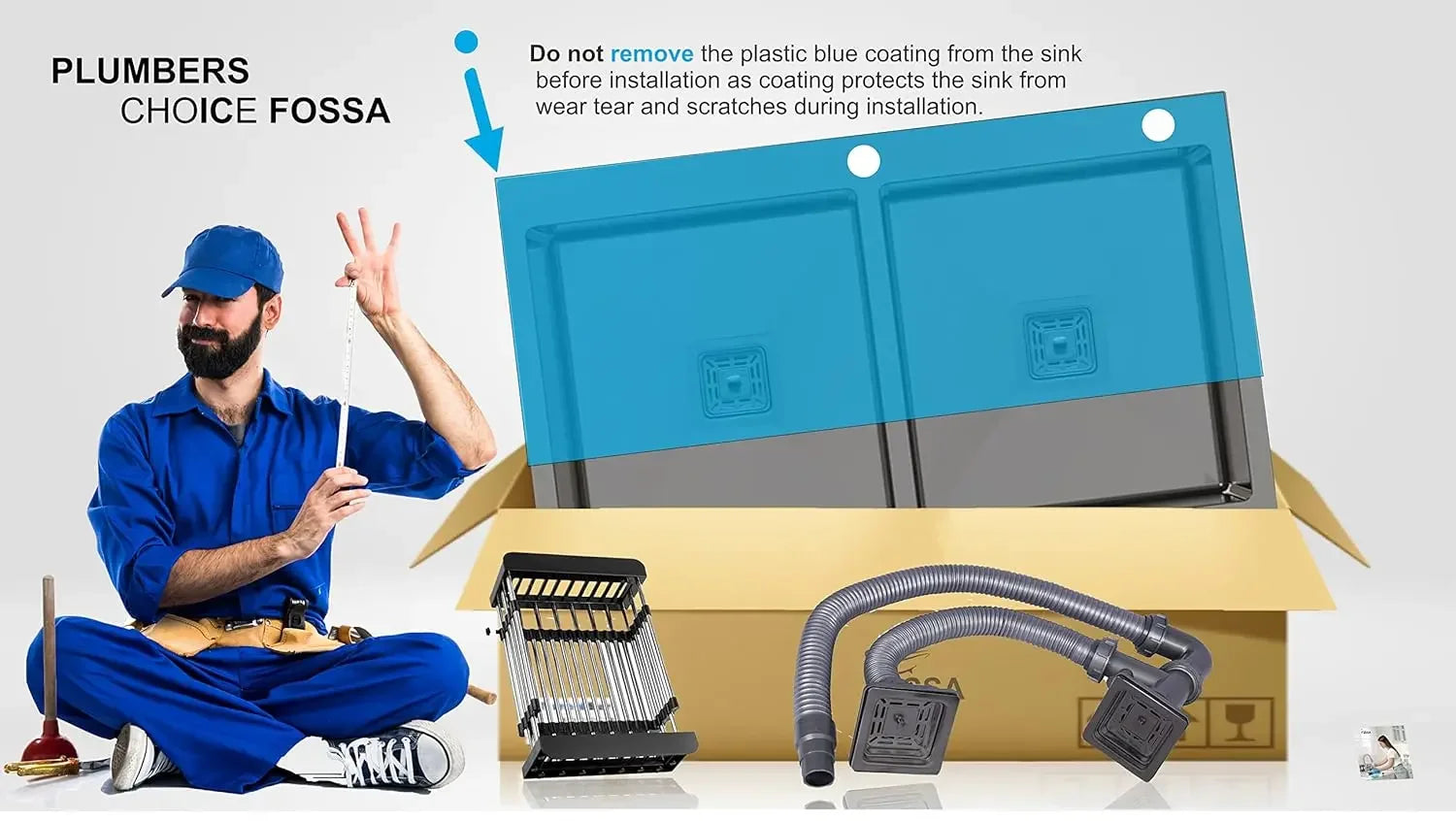 Fossa 32"x18"x10" Inch Double Bowl With Tap Hole SS-304 Grade Handmade Kitchen Sink Black Fossa Home