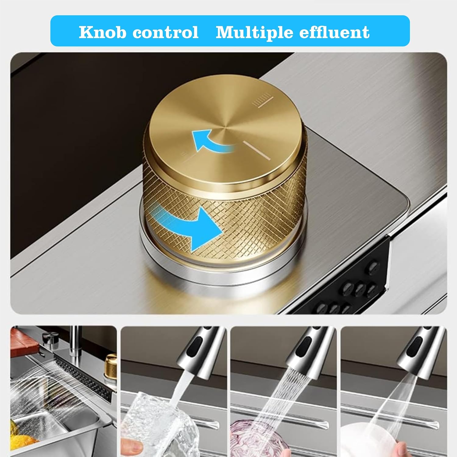 Fossa 37"x18"x10" Single Bowl 304 Grade WaterFall Kitchen Sink with Integrated Waterfall mode and Pull Down Faucet with Steel Tray, Fruit Basket and Complete Accessories Set. - Fossa Home 