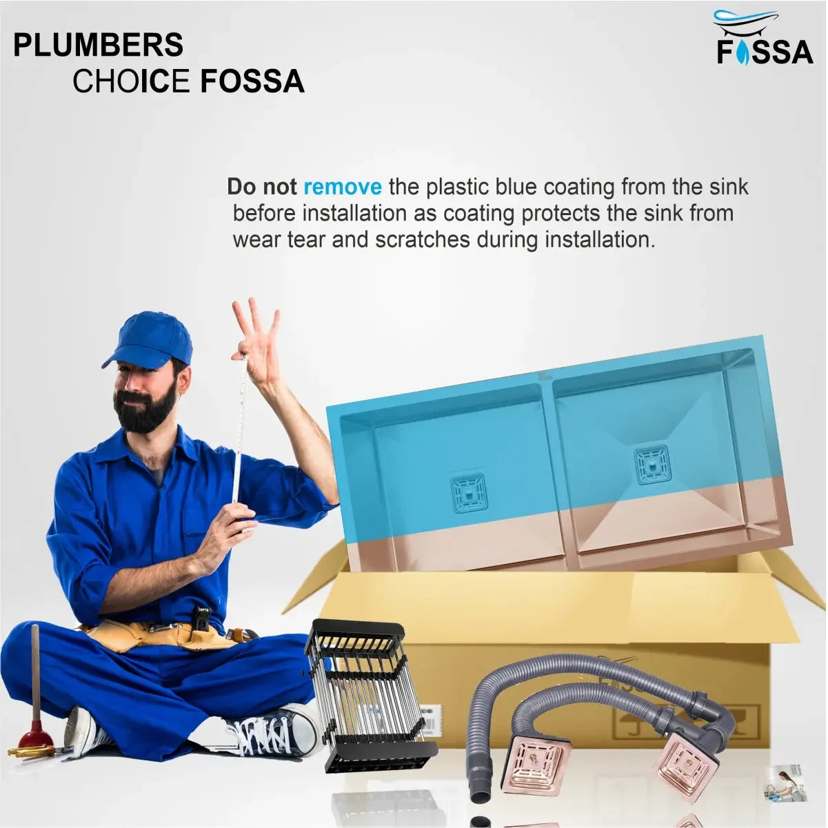 Fossa 45"x20"x10" Inch Double Bowl Premium Handmade Kitchen Sink Rose Gold Fossa Home