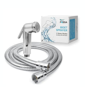 Mini Conti Silver ABS Health Faucet with 1 Meter 304-Grade SS Hose Pipe & Hook - Fossa Home 