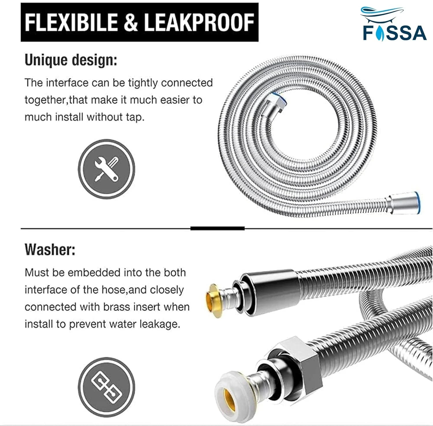 Fossa Health Faucet Bidet Sprayer for Toilet, Handheld Sprayer Cloth Diaper Sprayer Set - ABS (Chrome Finish) | (with Hose Pipe & Hook) | Jet Spray for Toilet - Fossa Home 