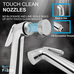 Fossa Nexus Health Faucet for Bathroom Hand Spray for Toilet Leak Proof Toilet Sprayer Portable Hand Faucets With 1 mtr Pipe and Hook (Complete set) (Complete set) - Fossa Home 