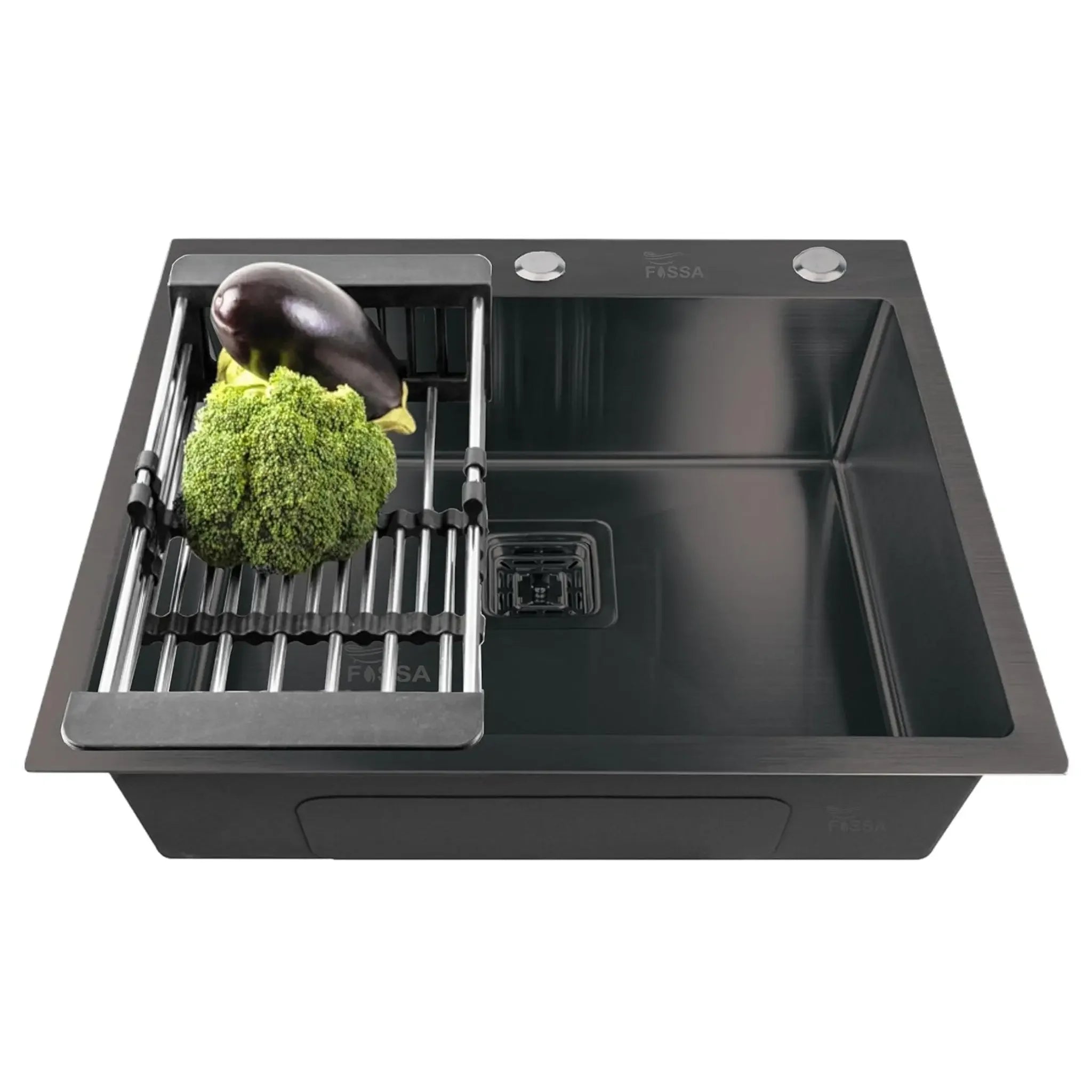 Fossa 24"x18"x10" Inch Single Bowl With Tap Hole Premium Handmade Kitchen Sink Black Fossa Home