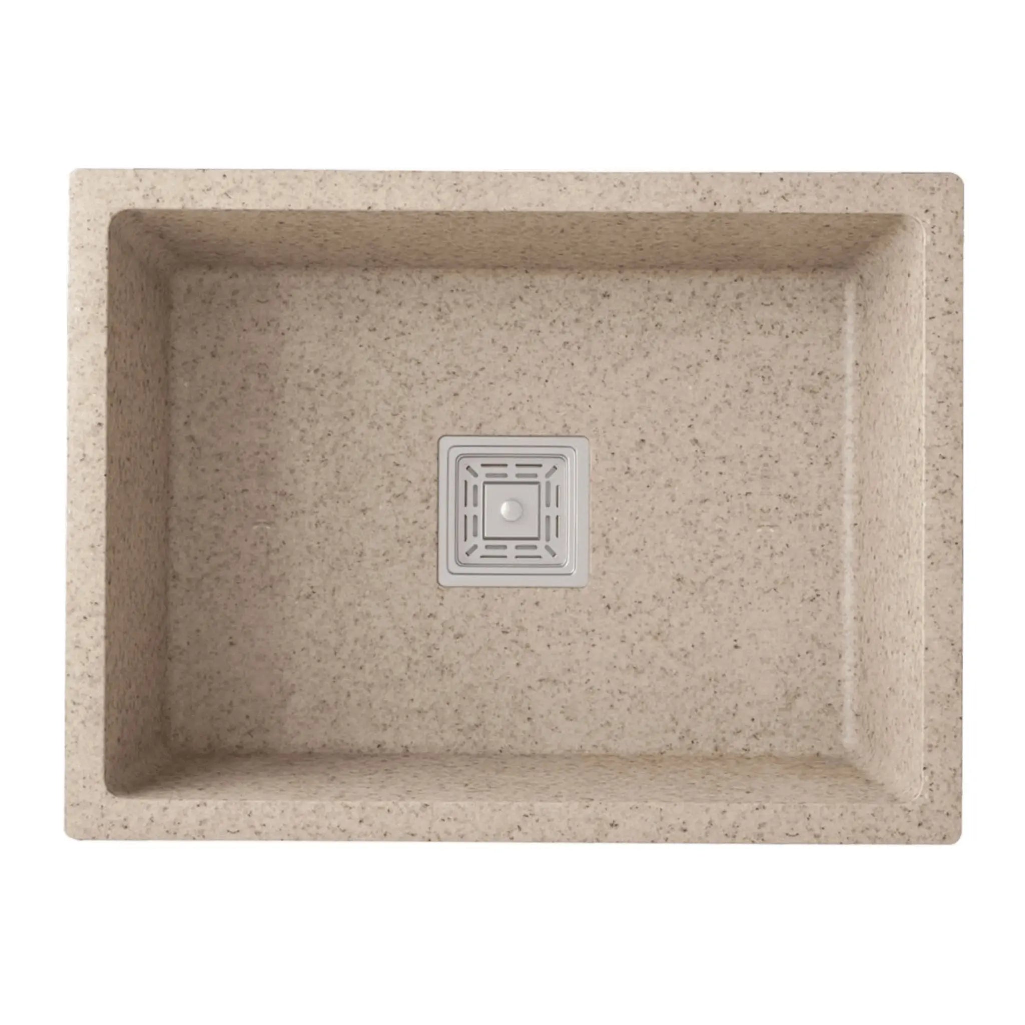 Fossa 24"x18"x9" inch Quartz Single Bowl Sand Choco Kitchen Sink Fossa Home