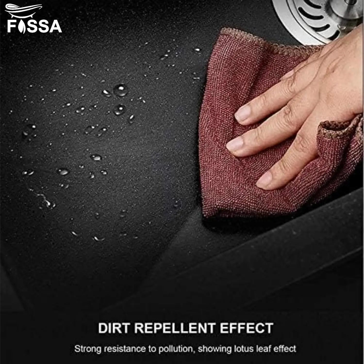 Fossa 30"x18"x09" Inch Granite Quartz Kitchen Sink Single Bowl with Basket, Coupling, Waste Pipe Quartz German Engineered Technology Kitchen Sink Easy-to-Clean Sink (Black) Fossa Home