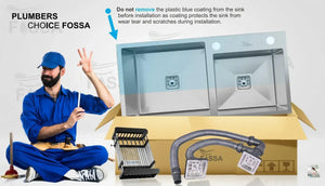 Fossa 32"x18"x10" Inch Double Bowl with Single Tap Hole Premium Handmade Kitchen Sink Silver Fossa Home