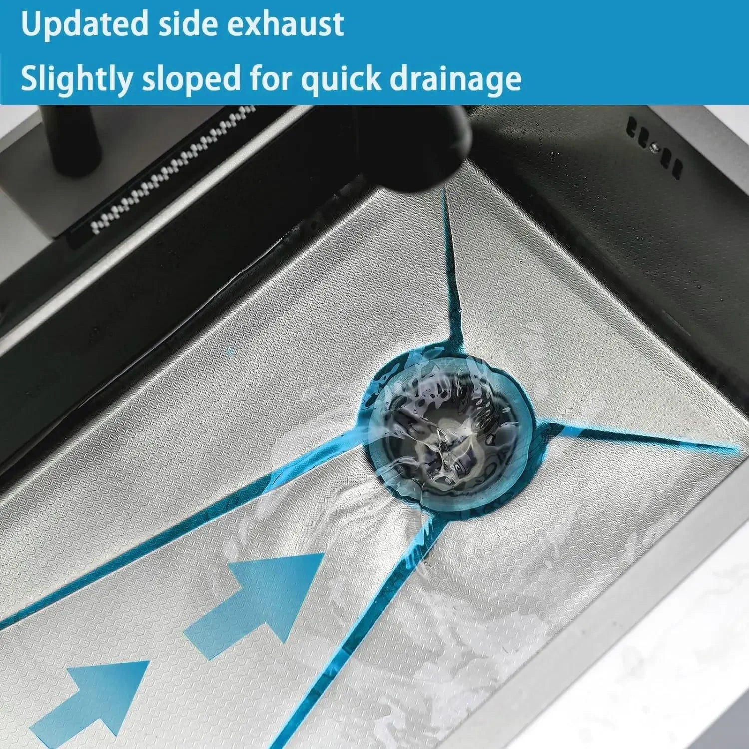 Fossa 37"x18"x09" Double Bowl 304 Grade Waterfall Kitchen Sink Honeycomb Embossed Sink with Black Nano Coating, Stainless Steel, Rectangular Workstation, Faucet with Included All Accessories. (Black) Fossa Home