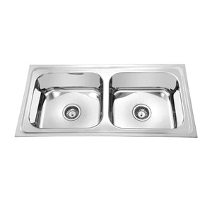 Fossa 37"x18"x10" inch Double Bowl 304 Grade Stainless Steel Kitchen Sink With SS Coupling Glossy Finish - Fossa Home 