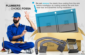 Fossa 37"x18"x10" Inch Double Bowl With Tap Hole Premium Stainless Steel Handmade Kitchen Sink Matte Finish Black Fossa Home