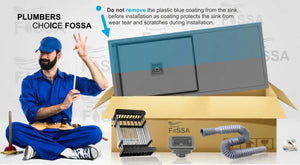 Fossa 37"x18"x10" Inch Single Bowl With Drain Board Premium Handmade Kitchen Sink Black Fossa Home