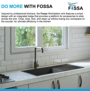 Fossa 37"x18"x10" Inch Single Bowl With Drain Board Premium Handmade Kitchen Sink Black Fossa Home