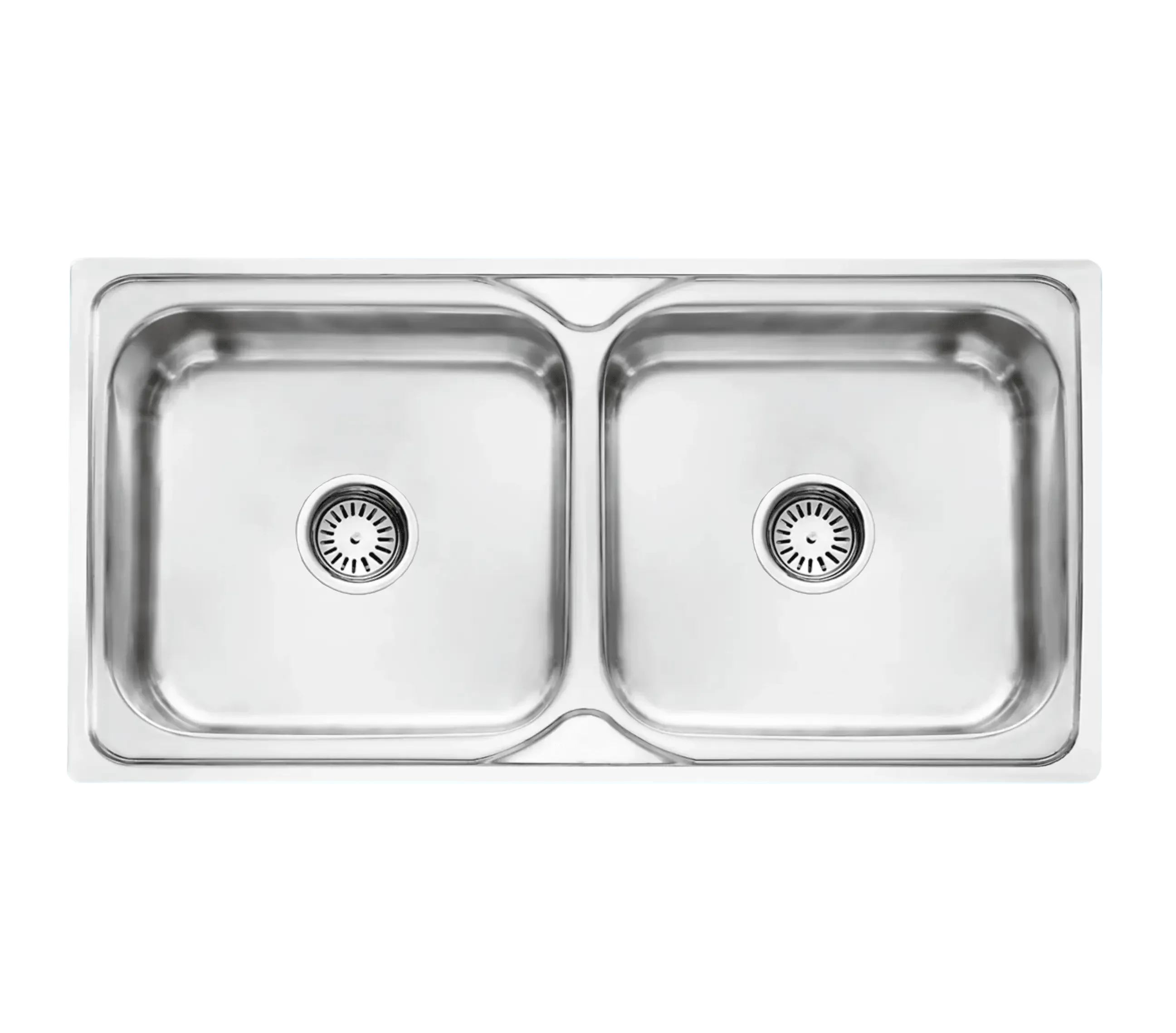Fossa 45"x20"x08" inch Double Bowl 304 Grade Stainless Steel Kitchen Sink With SS Square Coupling Glossy Finish Fossa Home