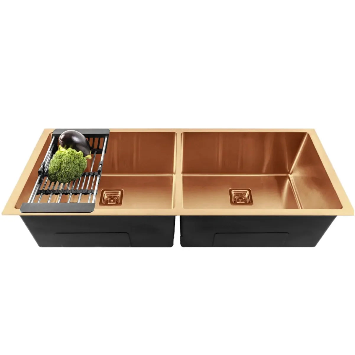 Fossa 45"x20"x10" Inch Double Bowl 304 Grade Handmade Kitchen Sink Rose Gold Fossa Home