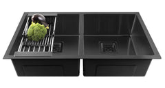 Fossa 45"x20"x10" Inch Double Bowl Honeycomb Embossed Kitchen Sink with Nano Coating (Black ) - Fossa Home 