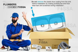 Fossa 45"x20"x10" inch Double Bowl 304 Grade Stainless Steel Kitchen Sink With SS Coupling Glossy Finish Fossa Home