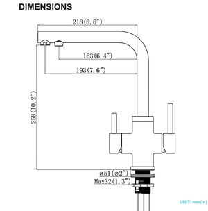 Fossa 3 Way Kitchen Mixer Taps with Drinking Water Filter Tap, Solid Stainless Steel Dual Handle Cold and Hot Water Kitchen Mixer ( Silver ) Fossa Home