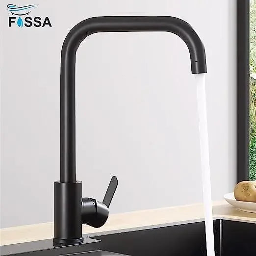 Fossa High Pressure Kitchen Faucet 360° Swivel, Stainless Steel Kitchen Faucet, Kitchen Mixer Tap with High L Bend Spout-257mm (Black) Fossa Home