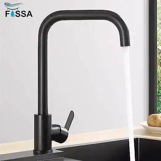 Fossa High Pressure Kitchen Faucet 360° Swivel, Stainless Steel Kitchen Faucet, Kitchen Mixer Tap with High L Bend Spout-257mm (Black) Fossa Home