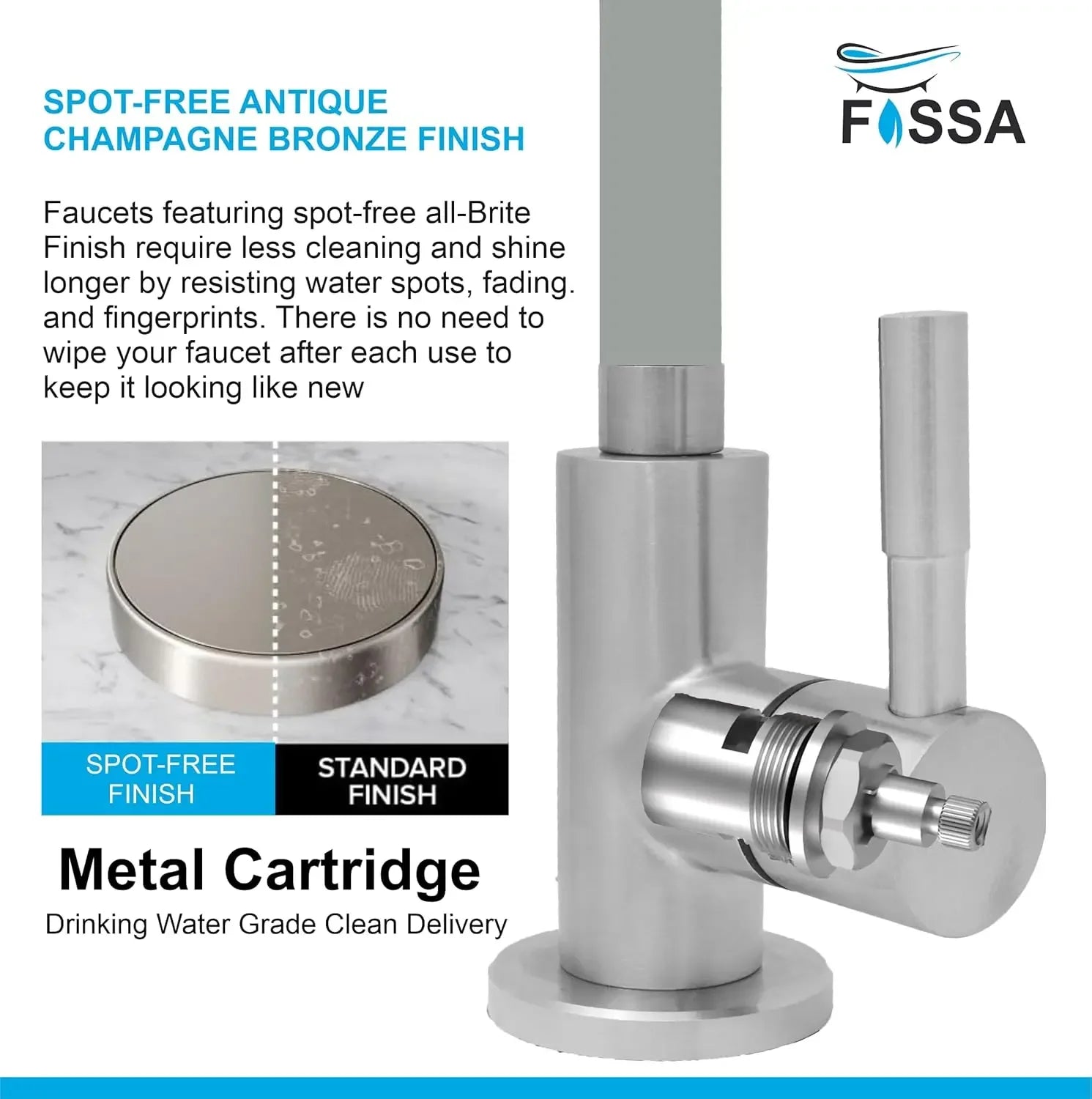 Fossa Stainless Steel RO Tap with Flexible Swivel Spout for Kitchen/Sink/Wash Basin - Matte Finish, Water Filter Faucet, 100% Lead-Free Drinking Water Faucet Stainless Steel Body (Grey) Fossa Home