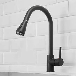Fossa Kitchen Sink Mixer Tap with Pull Down Sprayer, Single Handle High Pull Out Kitchen Taps, Single Level Stainless Steel Black ( Light Weight ) Fossa Home