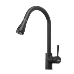 Fossa Kitchen Sink Mixer Tap with Pull Down Sprayer, Single Handle High Pull Out Kitchen Taps, Single Level Stainless Steel Black ( Light Weight ) - Fossa Home 