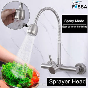 Fossa Kitchen Sink Wall Mount with Sprayer Stainless Steel Mixer Tap Faucet Fossa Home