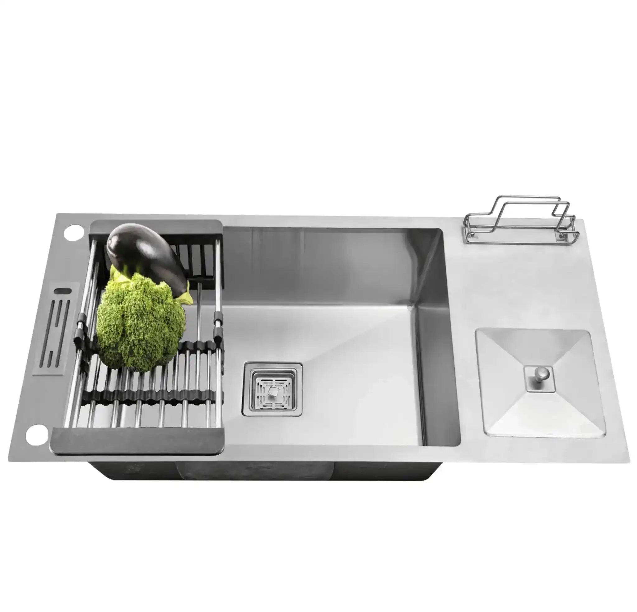 Fossa 37"x18"x10" Inch Single Bowl With Dustbin Stainless Steel Handmade Kitchen Sink Matte Finish Fossa Home