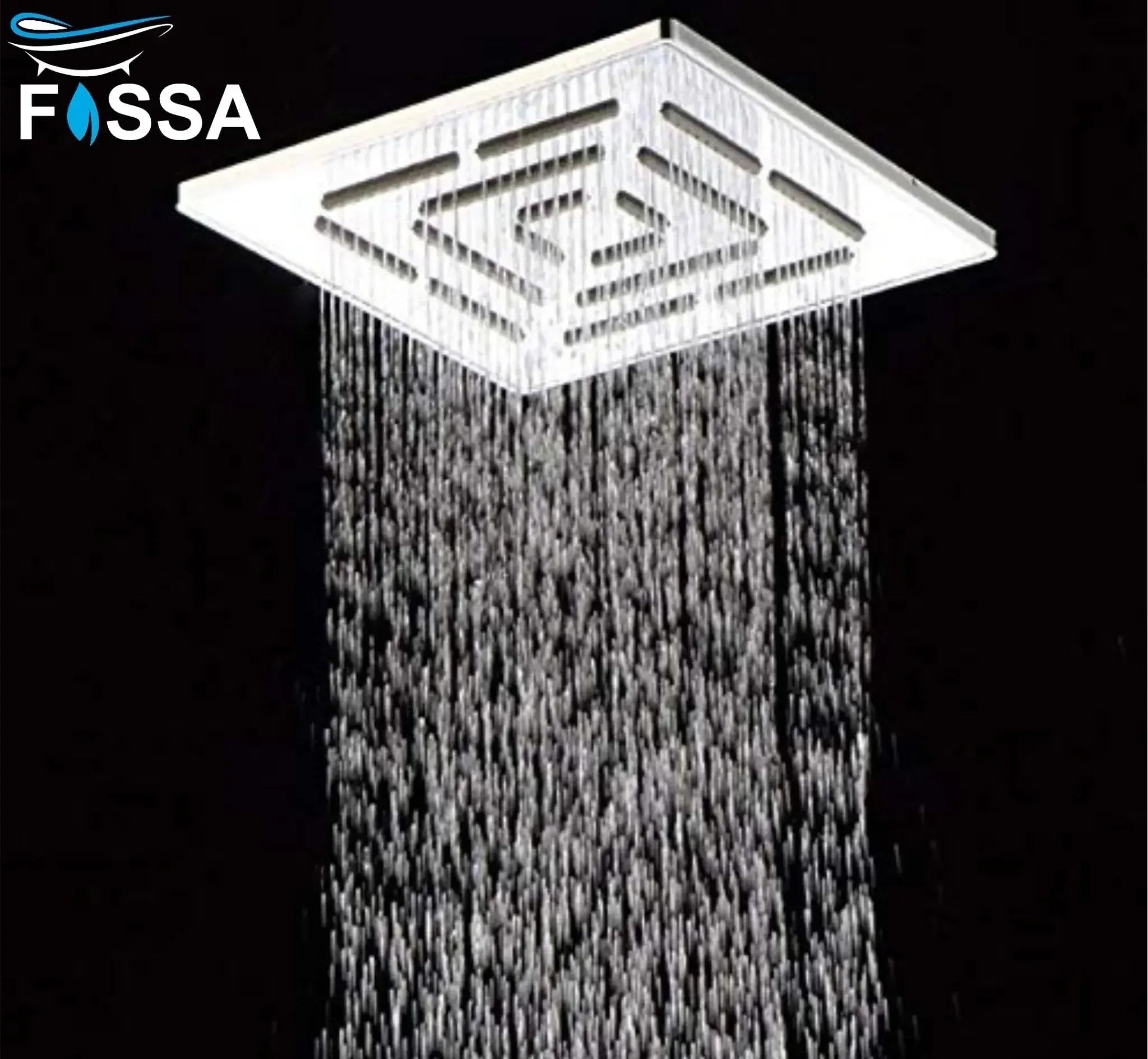 Fossa 4"x4"" Inch Square Fixed Stainless Steel Shower Head for Bathroom Luxury Hotel Luxury Bathroom Shower Head Unique Design ( Without Arm ) Fossa Home