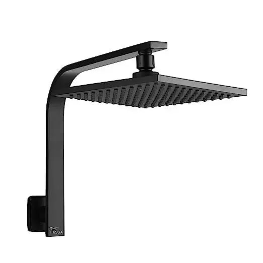 FOSSA 8'' Rain Shower Head Taps Square High Pressure Wall Arm DIY Black Fossa Home