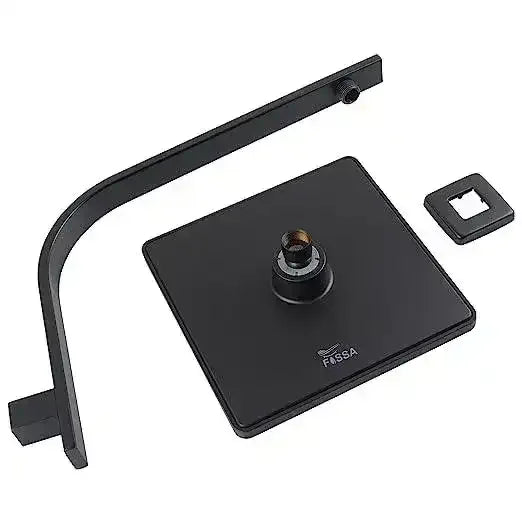 8 Inch Rain Square Overhead Shower Black With Arm (18 Inch) - Fossa Home 