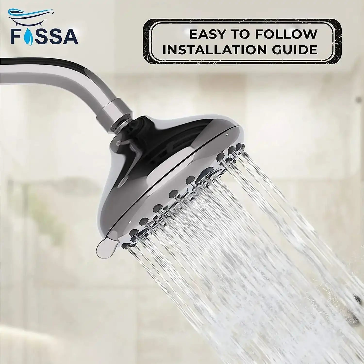 Fossa Fixed Shower Head | High Pressure Showerhead 6 Spray Settings 5 inch Adjustable Shower Head Saturating Massage bubbling saturating & Massage... Fossa Home