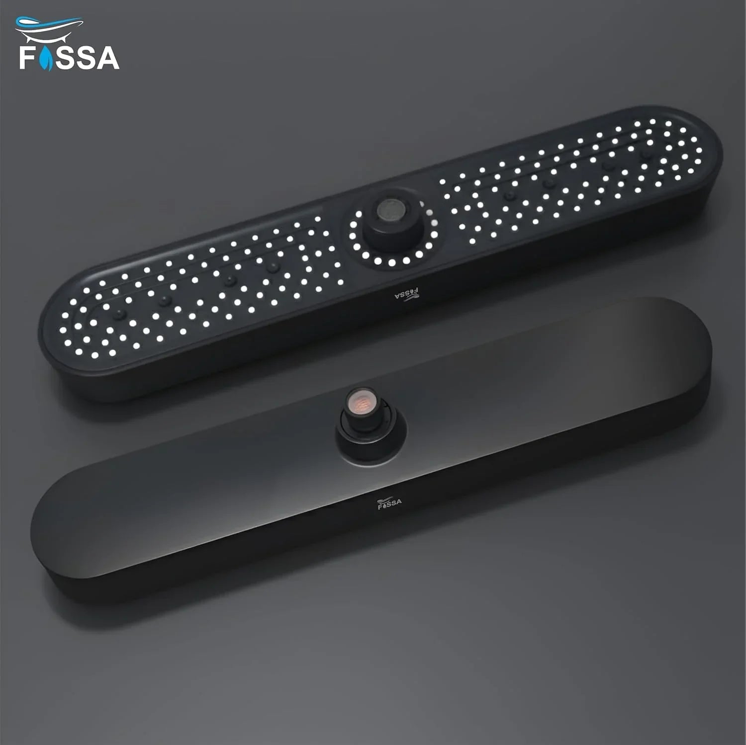 Fossa Helios ABS Shower Head 48cm, Luxury Rainfall Overhead Shower for Bathroom, 3 Water Flow Modes, High Pressure Air Boost, 360° Rotation, Self-Cleaning Silicone Nozzles, Durable Black - Fossa Home 