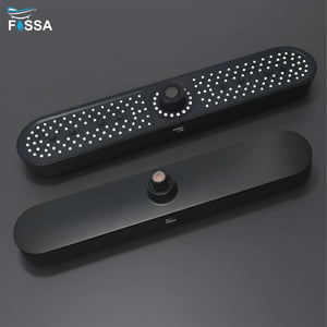 Fossa Helios ABS Shower Head 48cm, Luxury Rainfall Overhead Shower for Bathroom, 3 Water Flow Modes, High Pressure Air Boost, 360° Rotation, Self-Cleaning Silicone Nozzles, Durable Black - Fossa Home 