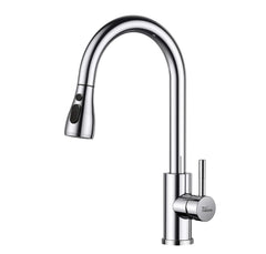 Fossa Heavy SUS 304 Stainless Steel Silver Single Lever Sink Hot & Cold Water Mixer Pull Down Tap Kitchen Sink Faucet with Pull Out Sprayer for Chrome Finish (Heavy) Fossa Home