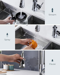 Fossa Heavy SUS 304 Stainless Steel Silver Single Lever Sink Hot & Cold Water Mixer Pull Down Tap Kitchen Sink Faucet with Pull Out Sprayer for Chrome Finish (Heavy) Fossa Home