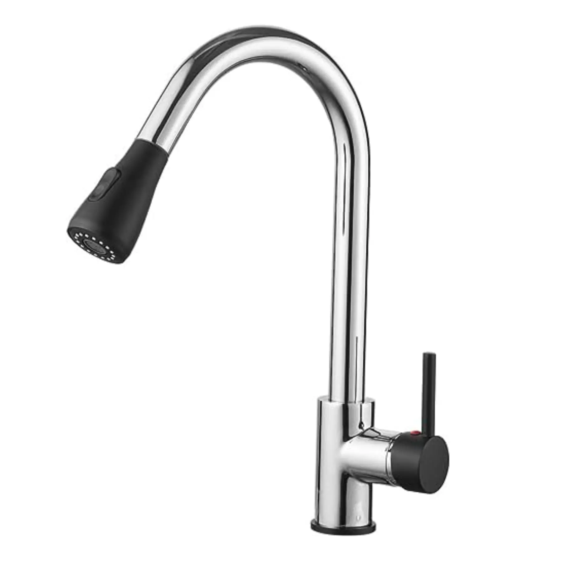 Fossa Kitchen Sink Mixer Tap with Pull Down Sprayer, Single Handle High Pull Out Kitchen Taps, Single Level Stainless Steel (Black Chrome) Fossa Home