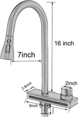 Wainfall Kitchen Sink Faucet Pull Out Four Water Outlet Modes Cold and Hot Can Rotate TAP ( Grey ) Fossa Home