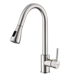 Fossa Kitchen Sink Mixer Tap with Pull Down Sprayer, Single Handle High Pull Out Kitchen Taps, Single Level Stainless Steel Silver ( Light weight ) Fossa Home
