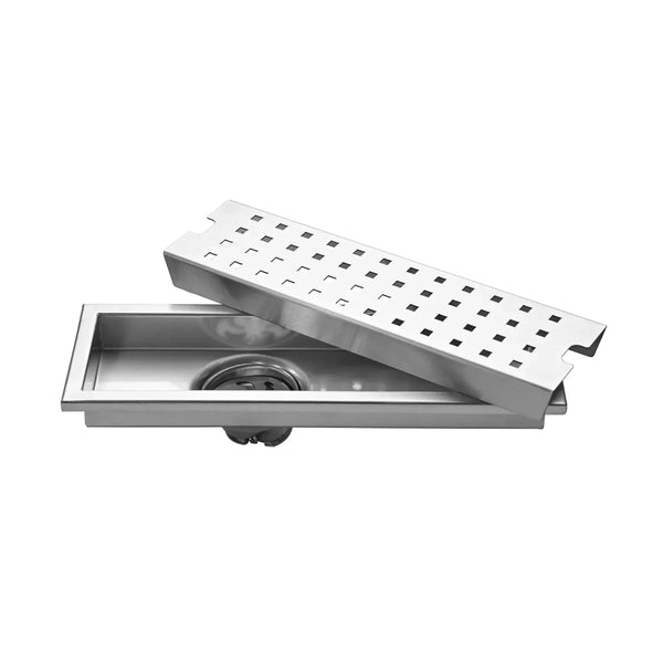 Ultra (12 x 4 Inches) 304 Grade Brushed Shower Channel Drain Floor Drain - Fossa Home 
