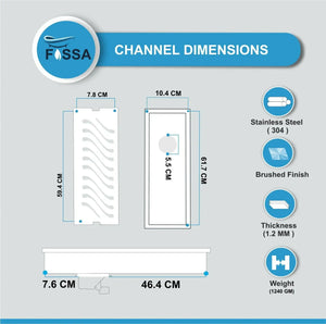 Fossa 24"x4" Shower Wave Brushed Drain Side Hole Rectangular Floor Drain - Fossa Home