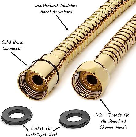 Fossa SS-304 Grade, 1 Meter Flexible Shower Hose Pipe (Chrome) (1 Meter) Gold - Fossa Home 