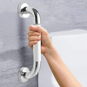 Fossa 16 Inch 304 Stainless Steel Luminous Grab Bar Wall Mounted Safety Balance Handle | Non-Slip for Elderly, Kids | Strong Load Bearing Armrest- Pack of 1 Silver & White (Chrome Finish) - Fossa Home 