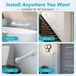 Fossa 20 Inch Stainless Steel Luminous Grab Bar Wall Mounted Safety Balance Handle | Non-Slip for Elderly, Kids | Strong Load Bearing Armrest- Pack of 1 White (Matte Finish) - Fossa Home 