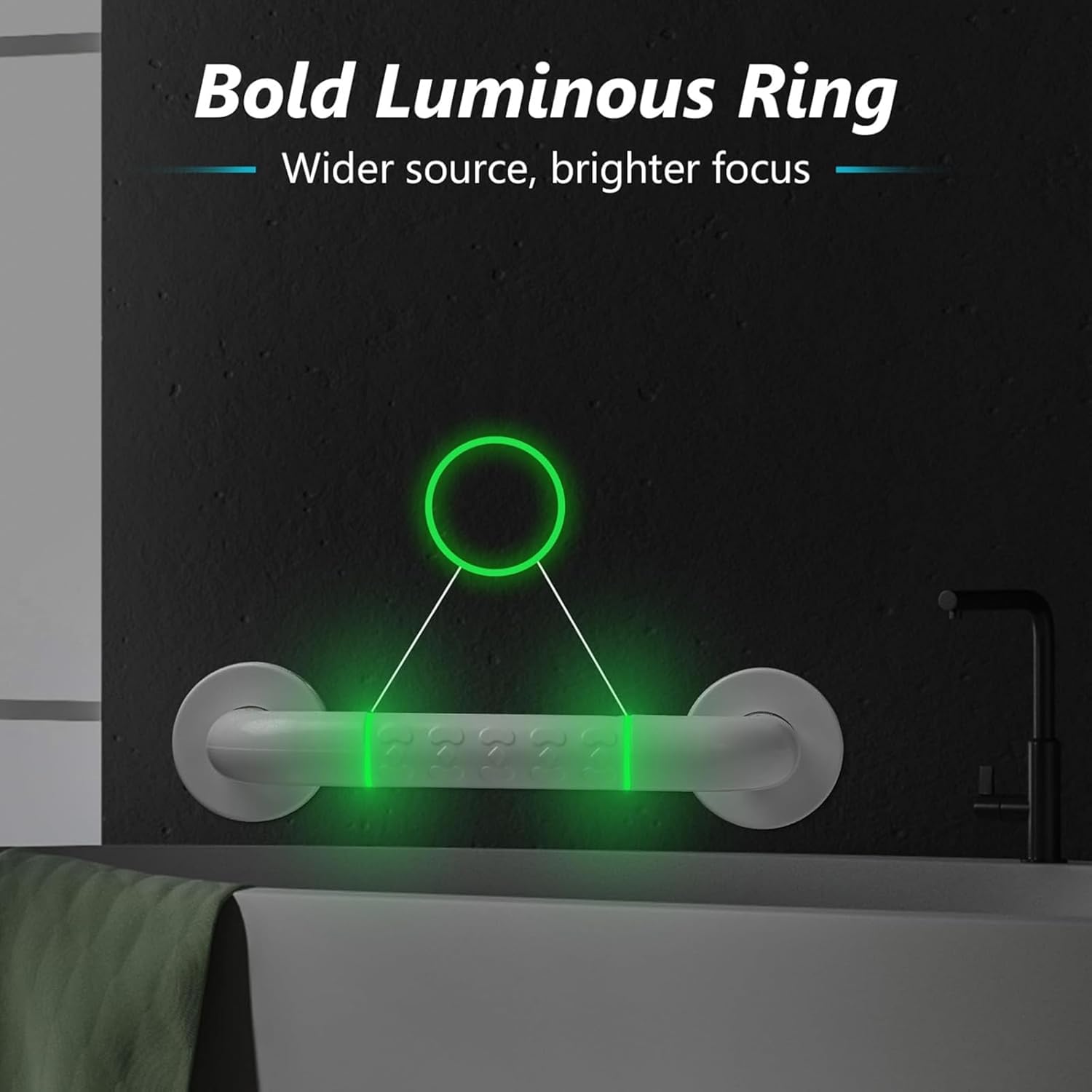 Fossa 20 Inch Stainless Steel Luminous Grab Bar Wall Mounted Safety Balance Handle | Non-Slip for Elderly, Kids | Strong Load Bearing Armrest- Pack of 1 White (Matte Finish) - Fossa Home 