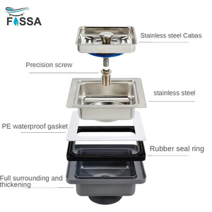 Fossa Square Shaped Premium Stainless Steel PVC Kitchen Sink Coupling for Home - Matte Finish, Rust-Free, Corrosion-Resistant, Durable 4.5 Inches Silver (Square Coupling with Waste Pipe) - Fossa Home 
