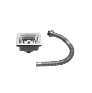 Fossa Square Shaped Premium Stainless Steel PVC Kitchen Sink Coupling for Home - Matte Finish, Rust-Free, Corrosion-Resistant, Durable 4.5 Inches Silver (Square Coupling with Waste Pipe) - Fossa Home 