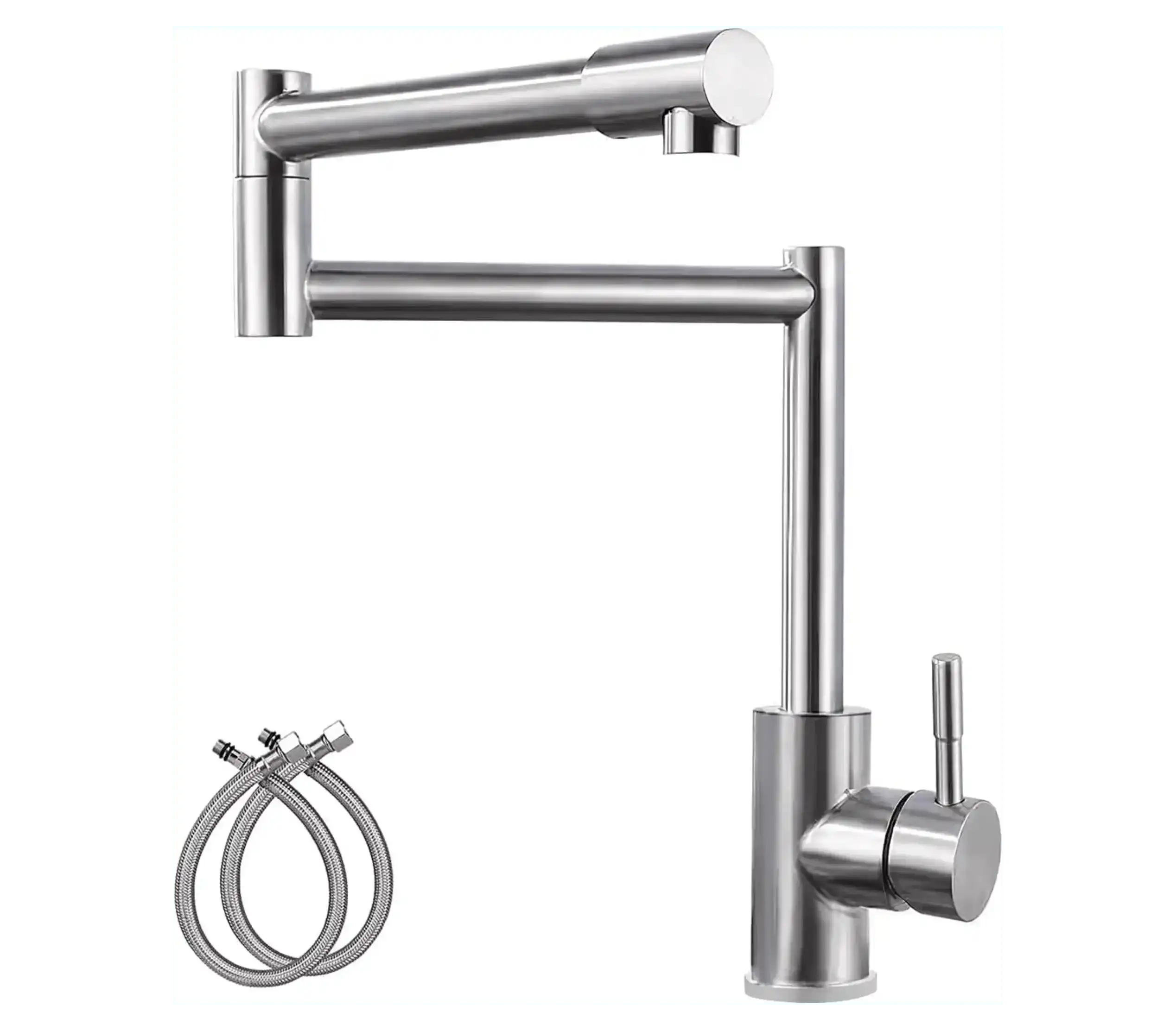 Fossa Kitchen Sink Mixer Tap, Single Handle Stainless Steel 360° Swivel Kitchen Sink Tap, Commercial Modern Brushed Nickel Kitchen Sink Faucet with Flexible Spout, Fossa Home