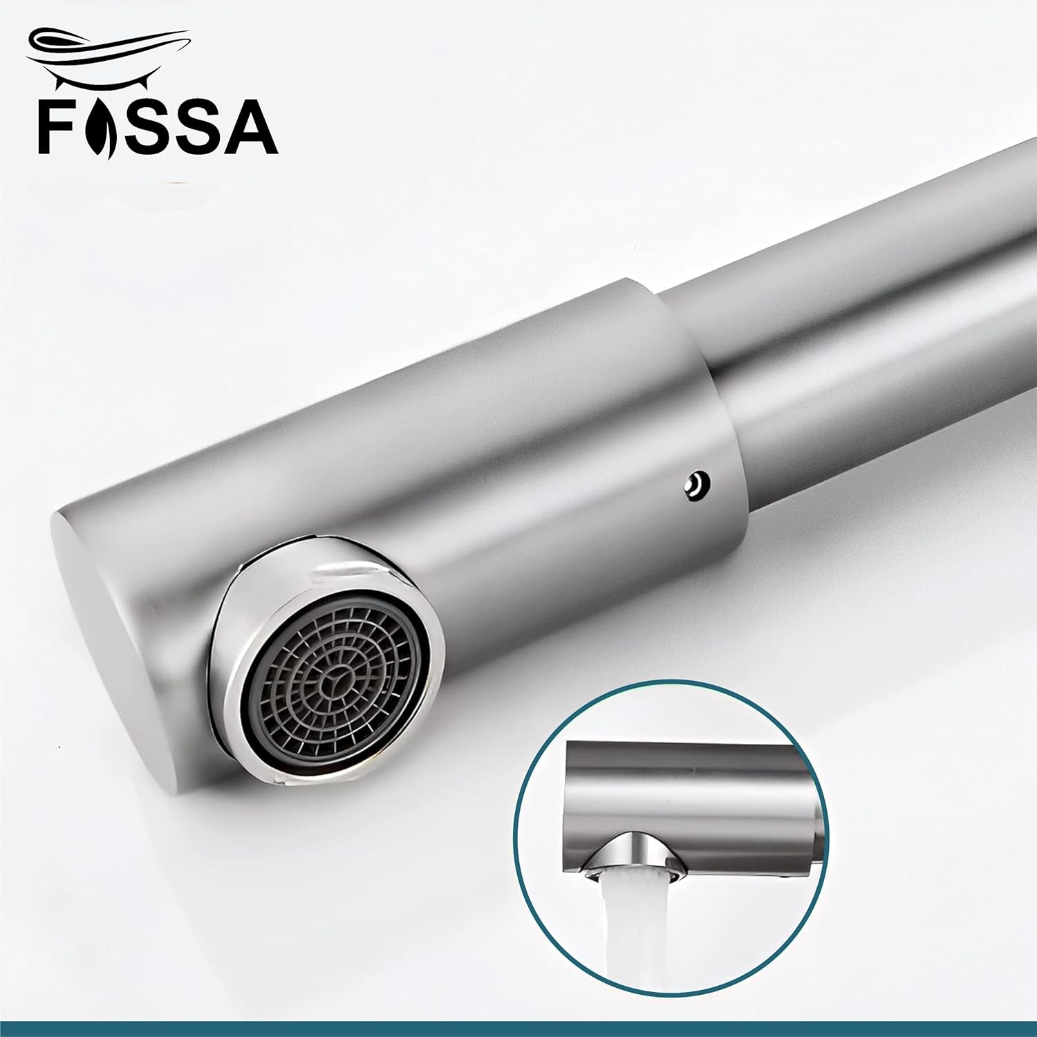 Fossa Kitchen Sink Mixer Tap, Single Handle Stainless Steel 360° Swivel Kitchen Sink Tap, Commercial Modern Brushed Nickel Kitchen Sink Faucet with Flexible Spout Zig Zag Faucet , - Fossa Home 