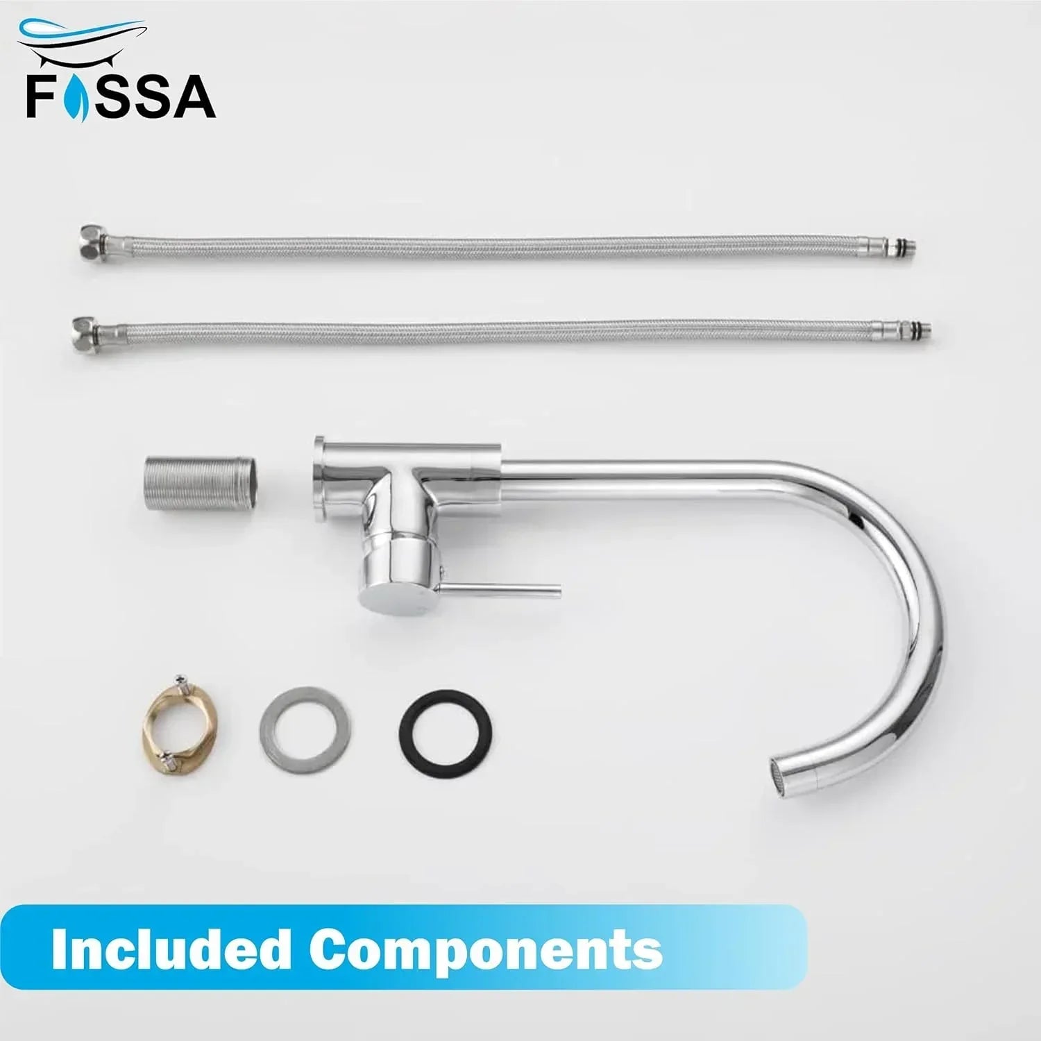 J Bend High-Pressure Kitchen Faucet – 360° Swivel, Chrome Finish - Fossa Home 